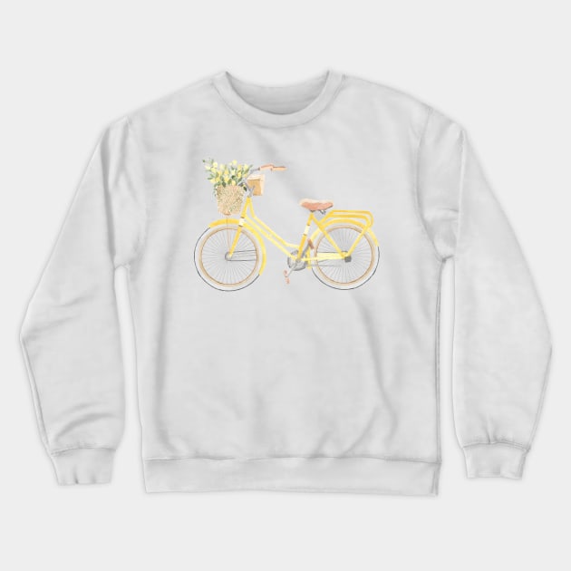 Yellow Bicycle Watercolour Painting Crewneck Sweatshirt by Flowering Words